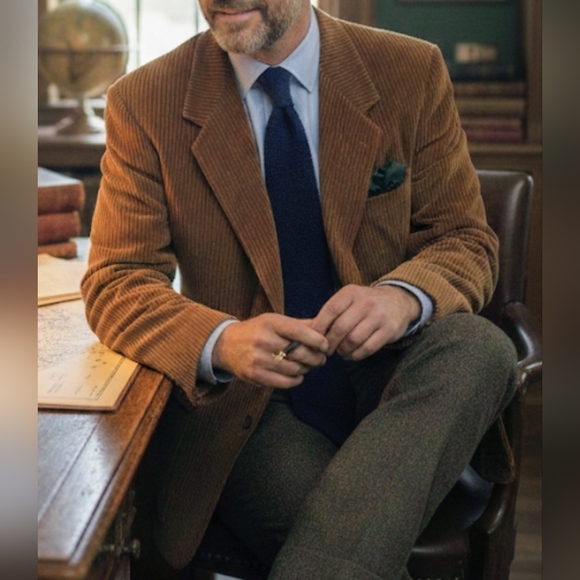 Vtg 70s Members Only Europe Craft Corduroy Suede Blazer Yugoslavia Caramel 40R